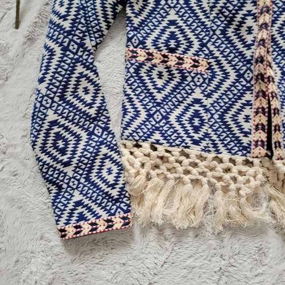 Tularosa Santa Fe Fringe Jacket in Diamondback Blue Cream Size XS - Picture 4 of 14